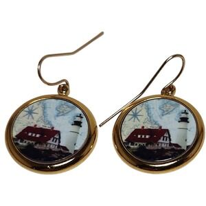 Kenneth Kantro Lighthouse Pierced Earrings Nubble Light‎ Lovell Designs Signed